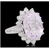 Image 4 : 14KT White Gold 13.66ct Kunzite and Diamond Ring