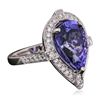 Image 2 : 18KT White Gold 8.23ct Tanzanite and Diamond Ring