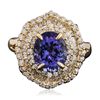 Image 1 : 14KT Yellow Gold 2.74ct Tanzanite and Diamond Ring