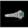 Image 2 : 18KT White Gold 0.71ct Emerald and Diamond Ring