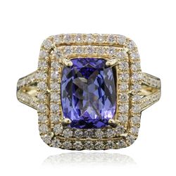 14KT Yellow Gold 2.72ct Tanzanite and Diamond Ring