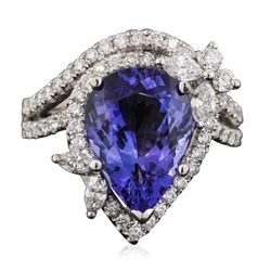 18KT White Gold 6.97ct Tanzanite and Diamond Ring