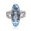 Image 1 : 14KT White Gold 14.00ct Blue Topaz and Diamond Ring