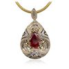 Image 2 : 14KT Yellow Gold 5.44ct Ruby and Diamond Pendant With Chain