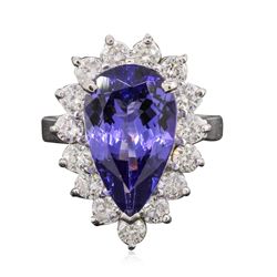 14KT White Gold 5.38ct Tanzanite and Diamond Ring