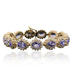 14KT Yellow Gold 9.45ctw Tanzanite and Diamond Bracelet