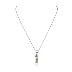 18KT White Gold Princess and Diamond Pendant With Chain