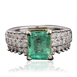 14KT White Gold 2.70ct Emerald and Diamond Ring