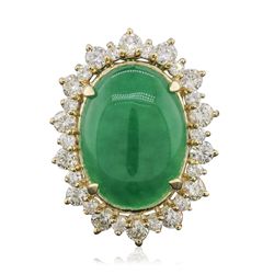 14KT Yellow Gold 13.91ct Jadeite and Diamond Ring