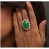 Image 6 : 14KT Yellow Gold 13.91ct Jadeite and Diamond Ring