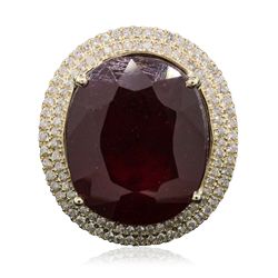 14KT Yellow Gold 33.31ct Ruby and Diamond Ring