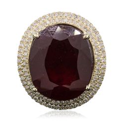 14KT Yellow Gold 33.31ct Ruby and Diamond Ring