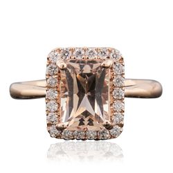 14KT Rose Gold 2.27ct Morganite and Diamond Ring