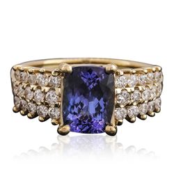 14KT Yellow Gold 1.85ct Tanzanite and Diamond Ring