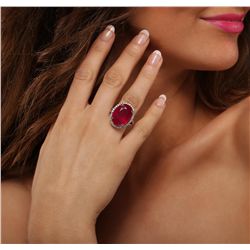 14KT Rose Gold 21.26ct Ruby and Diamond Ring