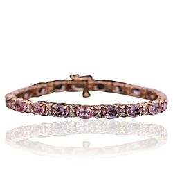 14KT Rose Gold 17.25ctw Pink Sapphire and Diamond Bracelet