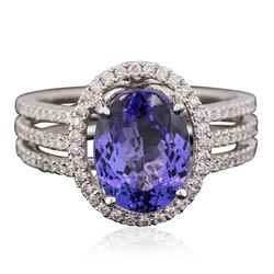 14KT White Gold 2.88ct Tanzanite and Diamond Ring