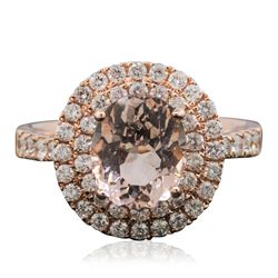 14KT Rose Gold 2.15ct Morganite and Diamond Ring