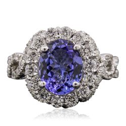 14KT White Gold 1.93ct Tanzanite and Diamond Ring