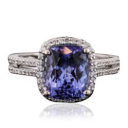 18KT White Gold 3.41ct Tanzanite and Diamond Ring