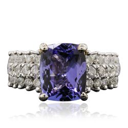 14KT Two-Tone 3.16ct Tanzanite and Diamond Ring