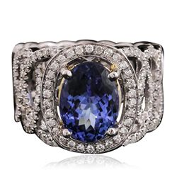 14KT Two-Tone Gold 3.27ct Tanzanite and Diamond Ring