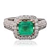 Image 1 : 14KT White Gold 2.17ct Emerald and Diamond Ring