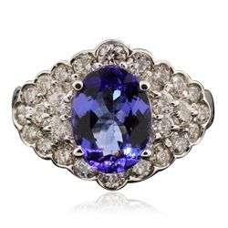 14KT White Gold 3.38ct Tanzanite and Diamond Ring