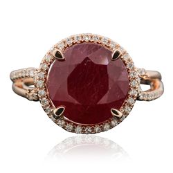 14KT Rose Gold 6.13ct Ruby and Diamond Ring