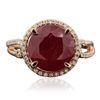 Image 1 : 14KT Rose Gold 6.13ct Ruby and Diamond Ring