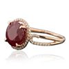 Image 2 : 14KT Rose Gold 6.13ct Ruby and Diamond Ring
