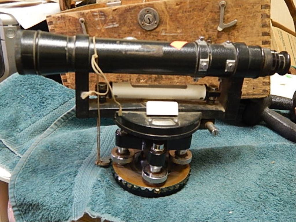 HUGHES OWENS SURVERORS DUMPY LEVEL IN ORIGINAL WOOD BOX - INCLUDES ...