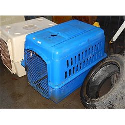 PET MATE DOG KENNEL - BLUE - CRACK AND HOLE ON TOP - as-is