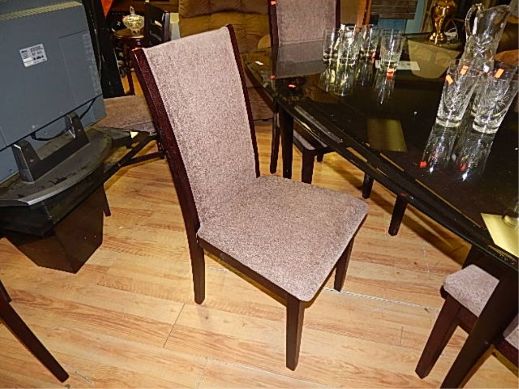 MAHOGANY AND GLASS DINING TABLE NO CHAIRS