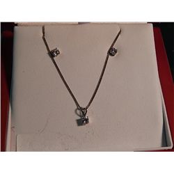 NECKLACE AND EARINGS - 10K WHITE GOLD