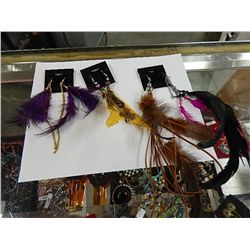 FEATHER EARINGS - 2 PAIR AND EXTRA