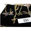 Image 1 : HUMMING BIRDS - NECKLACE AND 2 PAIR OF EARINGS