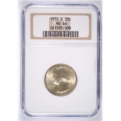 1950-D WASHINGTON QUARTER, NGC MS-66