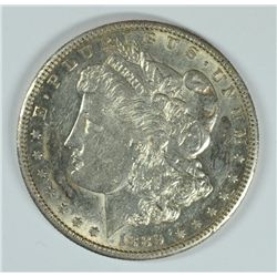 1889-S MORGAN SILVER DOLLAR, AU-55  reverse rim bump
