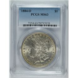 1884-O MORGAN SILVER DOLLAR, PCGS MS-63
