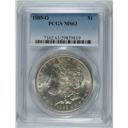 1885-O MORGAN SILVER DOLLAR, PCGS MS-63