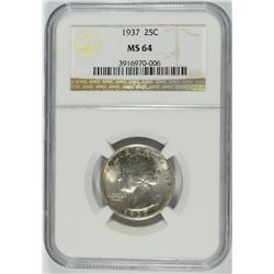 1937 WASHINGTON QUARTER, NGC  MS-64