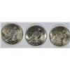 Image 2 : LOT OF ( 3 ) 1923 PEACE SILVER DOLLARS, NICE BU