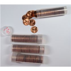 LOT OF ( 4 ) ORIGINAL GEM BU ROLLS OF 1958-D LINCOLN CENTS  ( 200 ) COINS