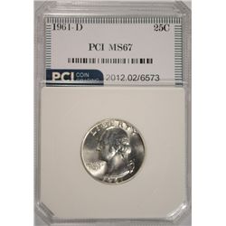 1961-D WASHINGTON QUARTER, PCI MS-67  TRENDS FOR $2000.00