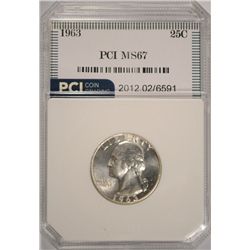 1963 WASHINGTON QUARTER, PCI MS-67  TRENDS FOR $2500.00