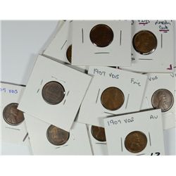 (15) 1909 VDB LINCOLN CENTS