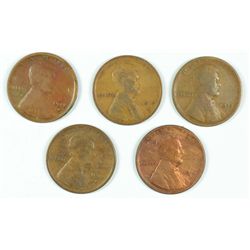 (5) 1915-S LINCOLN CENTS