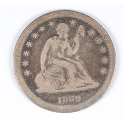 1859 SEATED QUARTER F/VF