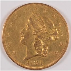 1851-O $20.00 GOLD NICE AU, RARE